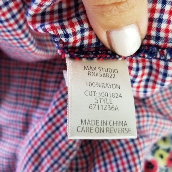 Max studio red white and blue 3/4 sleeve peplum - Picture 4 of 7